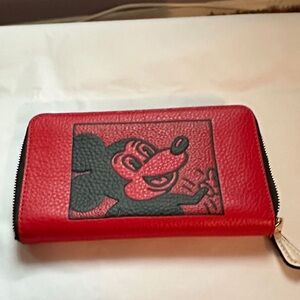 Coach Red and Black Zip Wallet